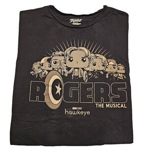 Funko‎ Pop Marvel Hawkeye Rogers the Musical T-Shirt Men's 3XL Black Graphic Tee